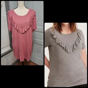 TORRID SUPER SOFT V-NECK RUFFLE MAUVE TEE plus size 2